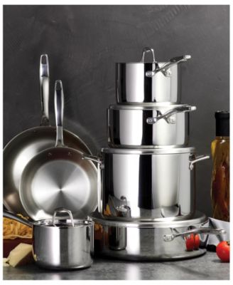 Signature 10-Pc Tri-Ply Clad Stainless Steel Cookware Set with Lids
