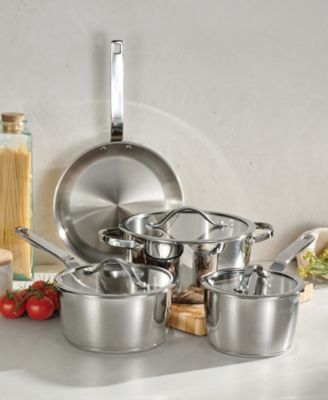 Tempo Tri-Ply Base Stainless Steel 7-Pc. Cookware Set with Glass Lids