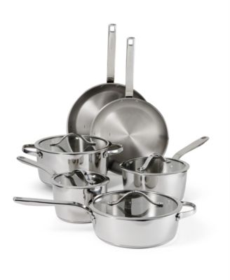 Tempo Tri-Ply Base Stainless Steel 10-Pc. Cookware Set with Glass Lids