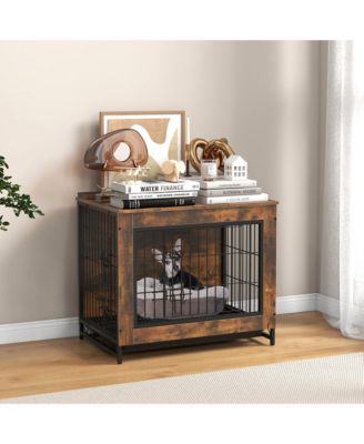 Industrial Dog Crate Furniture Heavy-duty Kennel Cage w/ 3 Chew-proof Walls Small