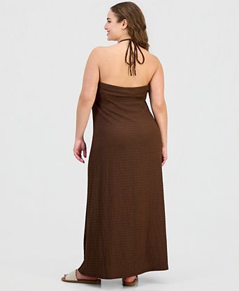 plus size brown maxi dress Womens Yours Curve Limited Strappy With Pockets US 18-20 hugging fit and maxi length Brown Maxi Plus Size Casual