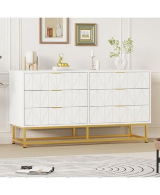 6 Drawer Dresser for Bedroom with Metal Legs, Storage Chest Cabinet Organizer for Living Room, Hallway, Entryway