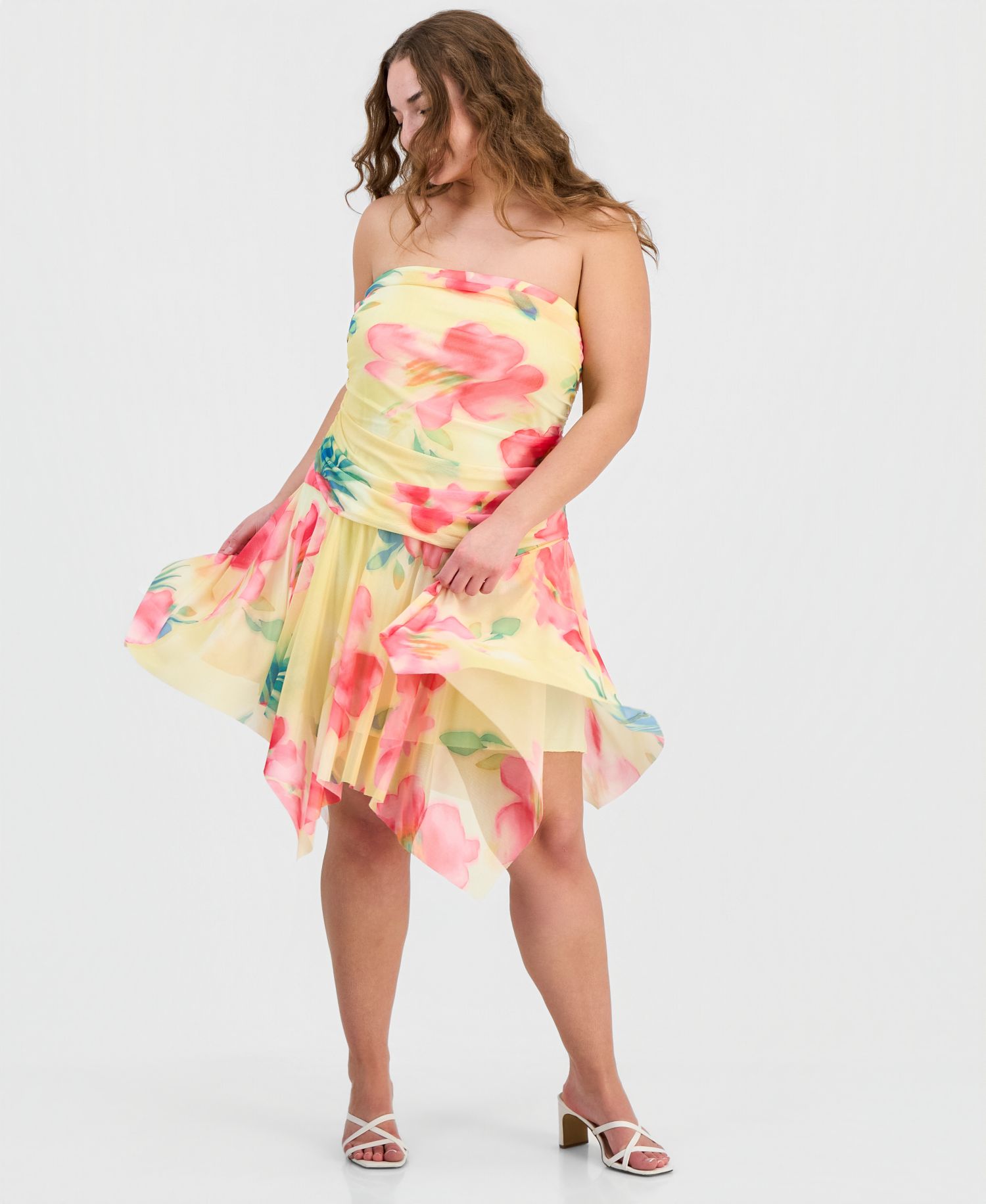 Trendy Plus Size Floral-Print Drop-Waist Mini Dress