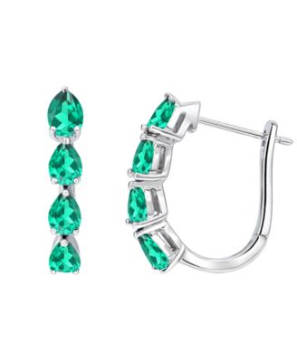 Lab Grown Emerald (1 ct. t.w.) Earrings in Sterling Silver (Also Available in Multi-Stones)