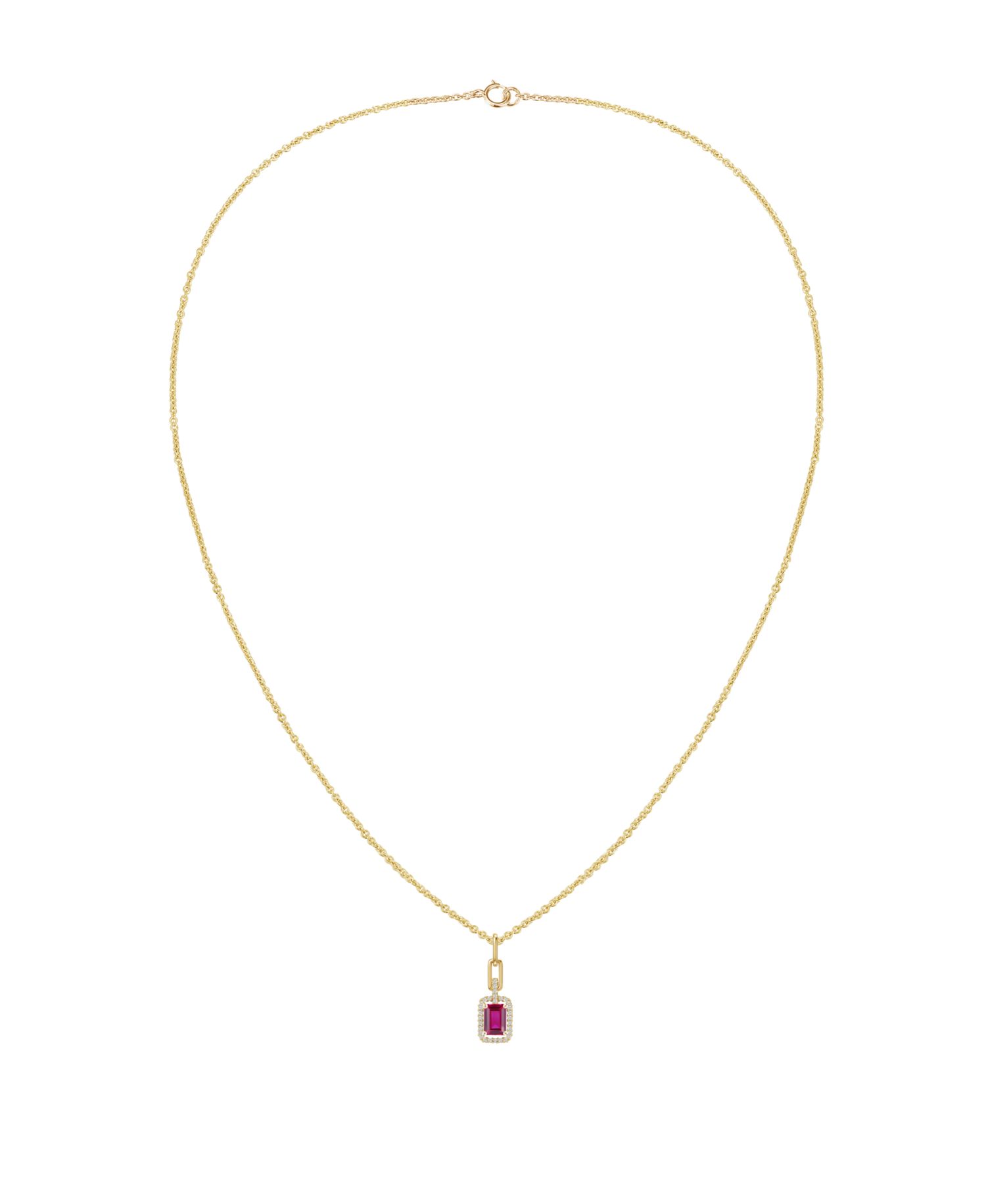 Lab Grown Emerald (3/4 ct. t.w.) & Lab Grown White Sapphire (1/5 ct. t.w.) Necklace in 14k Gold Over Sterling Silver (Also Available in Multi-Stones)