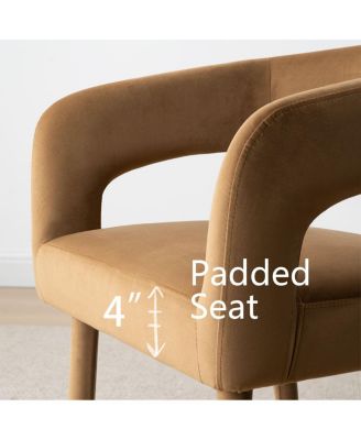 Velvet Upholstered Dining Chairs Set of 2, Modern Open Back Armchairs