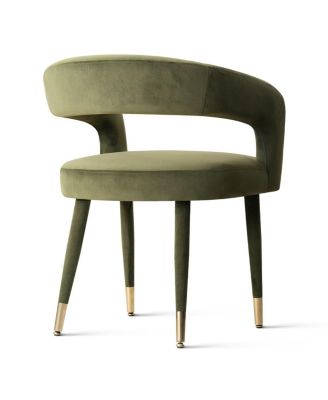 Velvet Upholstered Dining Chairs Set of 2, Modern Open Back Armchairs