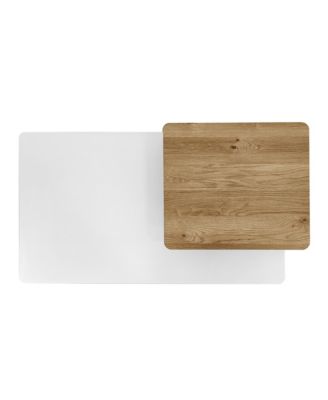 Nesting Coffee Tables Set of 2, Rectangle Wood Finish Center Table with Rounded Corners and Shelf for Living Room