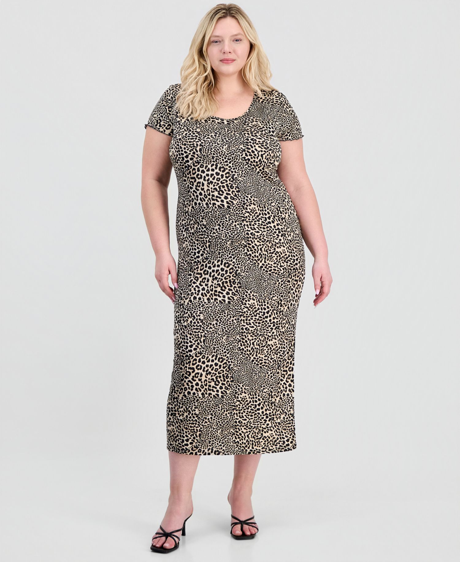 Trendy Plus Size Printed Short-Sleeve Midi Dress