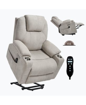 Power Lift Recliner Chair with 8-Point Massage & Heating 350 lbs Capacity USB/Type-C Ports and Cup Holders