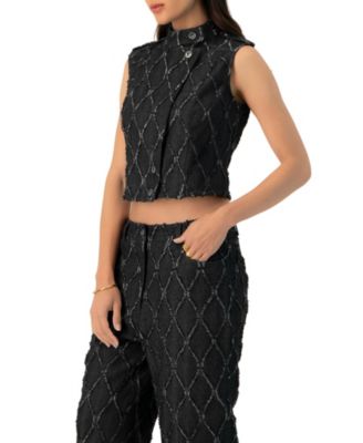 Women's Distressed Denim Vest