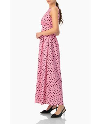 Women's Long Open-Leg Polka Dot Halter Neck Dress