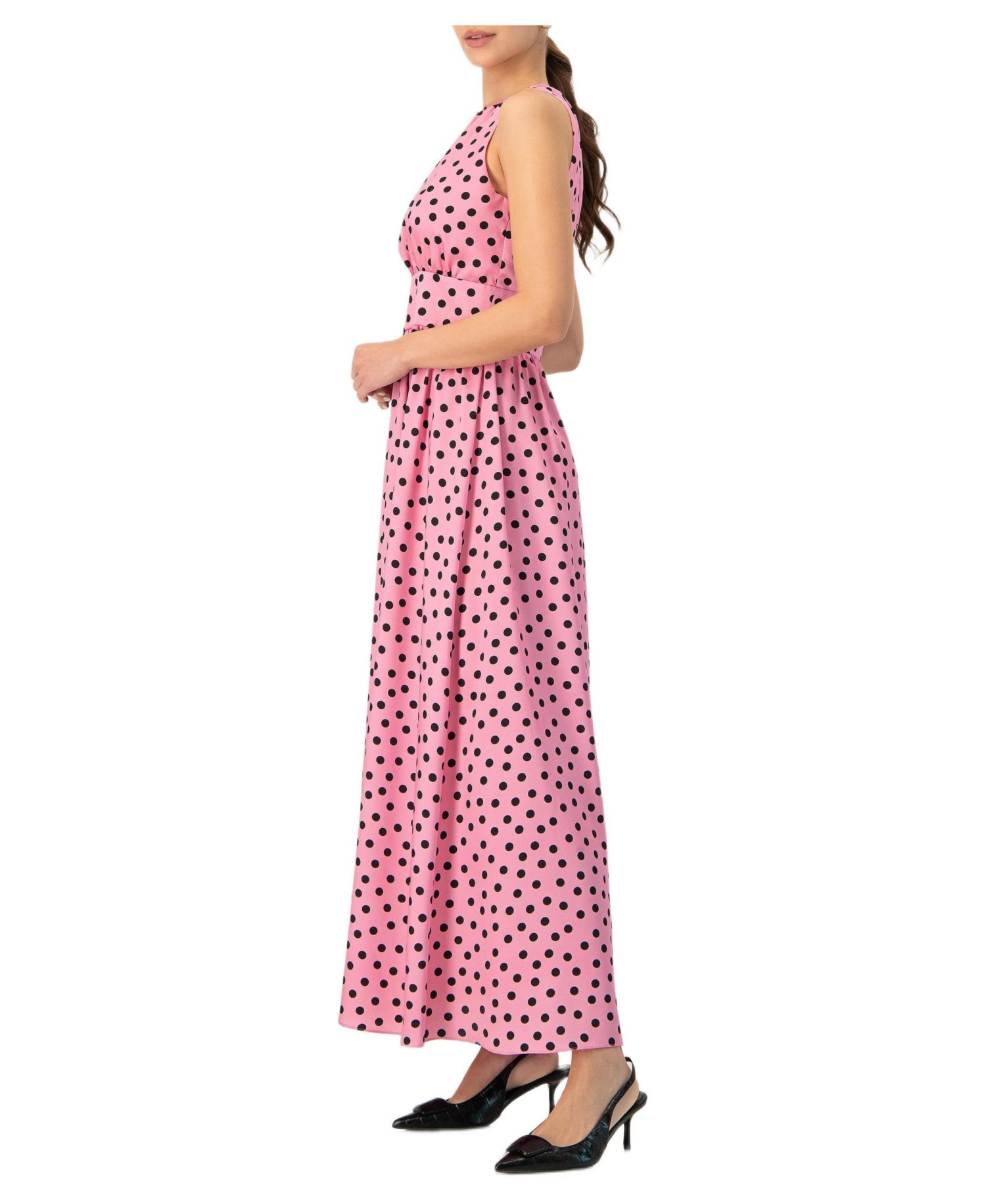 Women's Long Open-Leg Polka Dot Halter Neck Dress