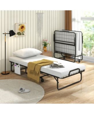 Cot Size Folding Bed with Memory Foam Mattress and Pillow