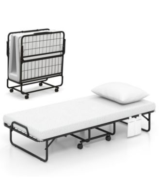 Cot Size Folding Bed with Memory Foam Mattress and Pillow