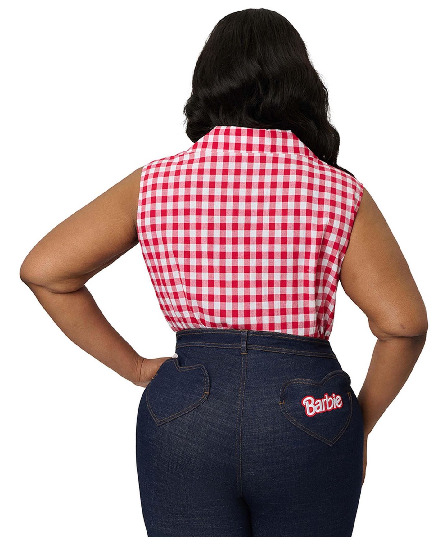 Женские блузки Unique Vintage Plus Size 1950s Commuter Set Collar, цвет: Красный / Белый — фото 2