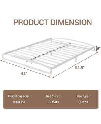 6in Metal Platform Bed Frame Steel Slats Low Profile No Box Spring