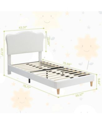 Boucle Upholstered Platform Bed Frame Adjustable Headboard Teddy Fleece No Box Spring Needed