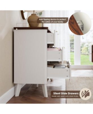 Modern Fluted 6 Drawer Dresser Curved Profile Gold Handles for Bedroom