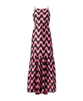 Women's Sleeveless Wave Print Maxi Dress