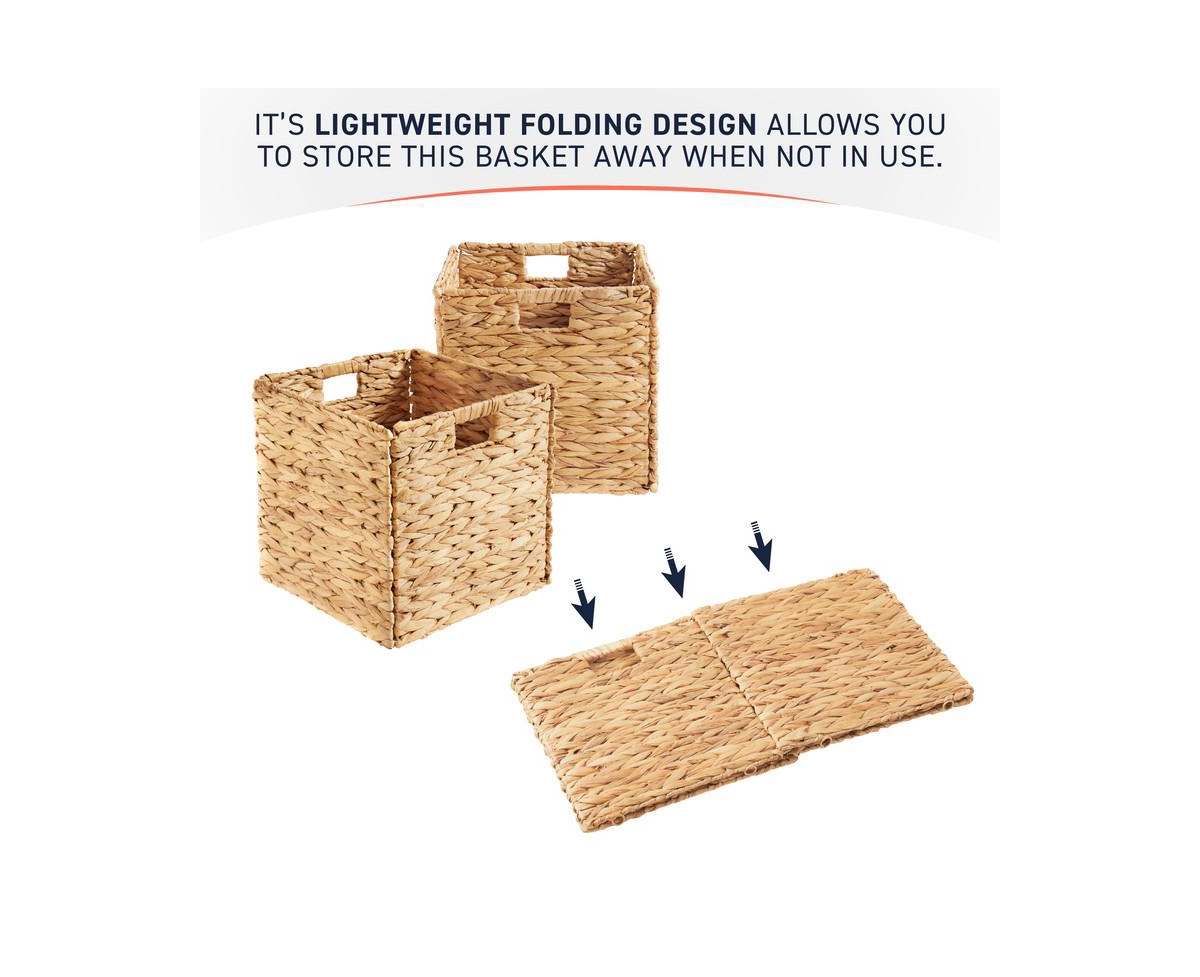 Ornavo Home Set of 8 Water Hyacinth Storage Cube Bin Basket