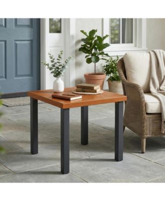 Square Outdoor Side Table, HDPE Patio End Table with Aluminum Frame, Weather-Resistant Small Table for Patio, Porch, Balcony