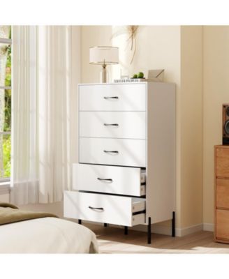 Five Drawer Tall Chest of Drawers with Metal Legs