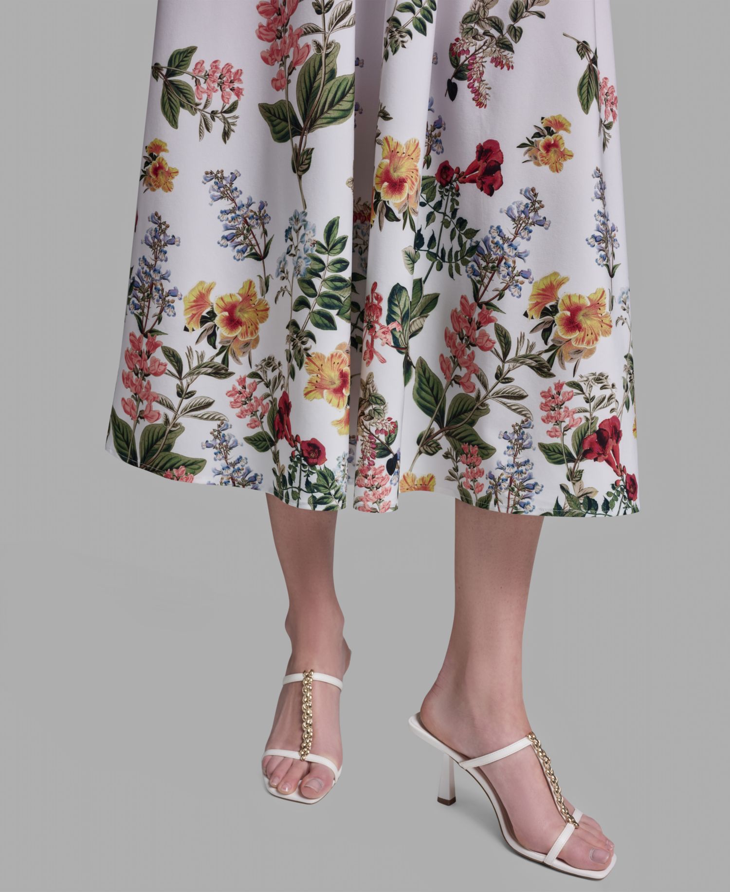Women's Floral Print Square Neck Midi Dress
