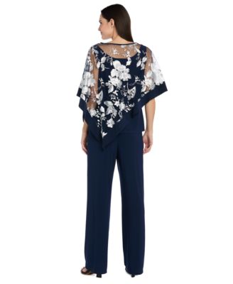 Women's Floral Crewneck Poncho and Pants, 2-Piece Set