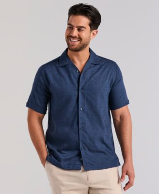 Men's Solid Textured Camp Collar Shirt