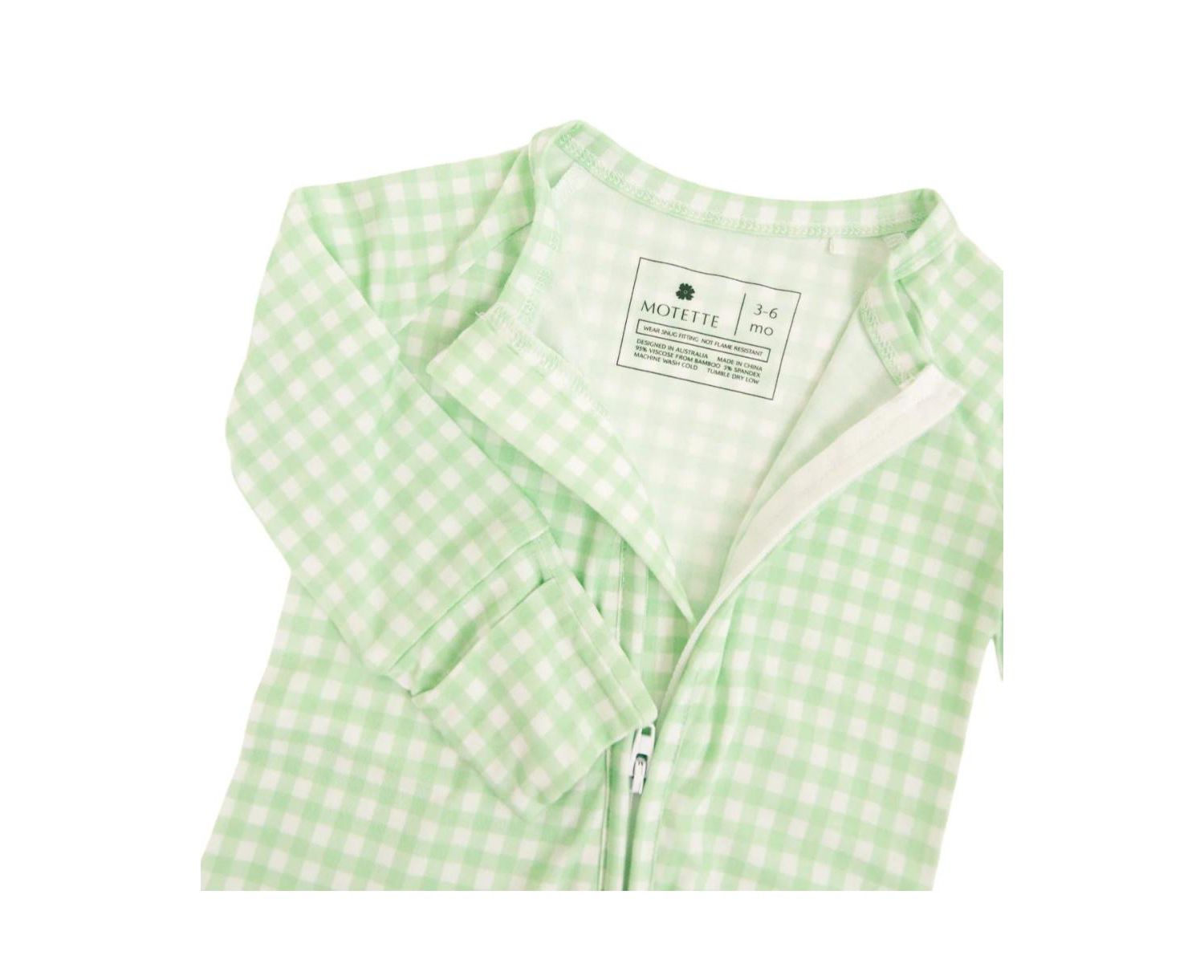 Baby Boy's Pistachio Gingham Bamboo Sleeper