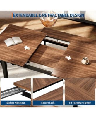 63" Extendable Dining Table Set, Includes 2 Benches & 2 Stools, Modern Table for 8, Easy Assembly