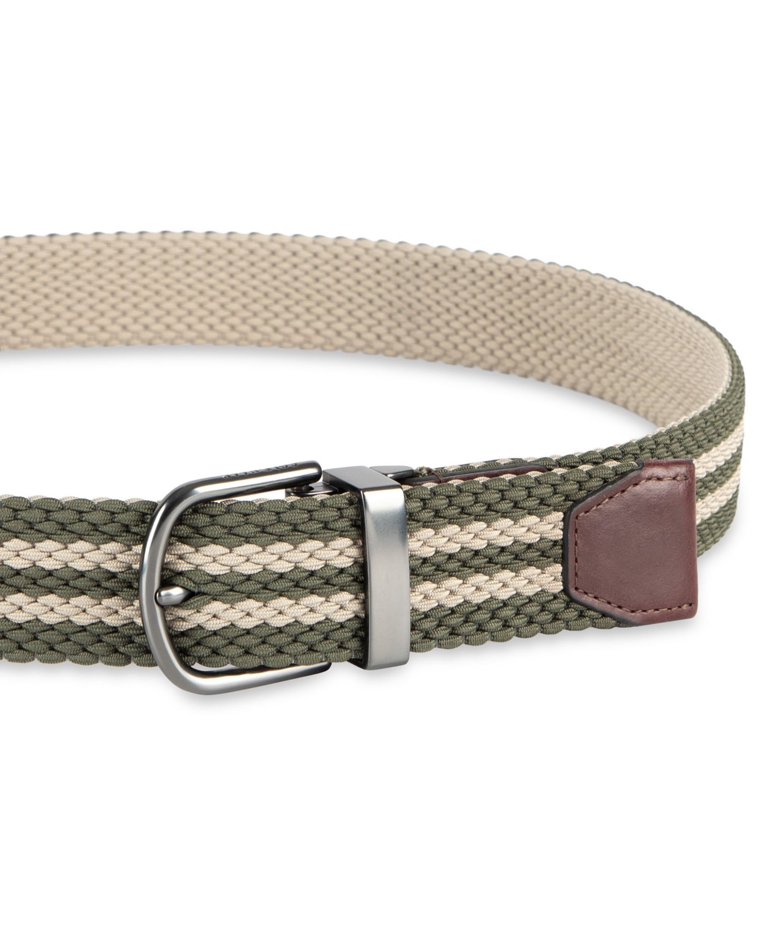35MM Men's Two-In-One Reversible Striped Stretch Web Belt