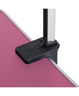 46" Pink Folding Pet Grooming Table with Stainless Steel Frame and Adjustable Arm