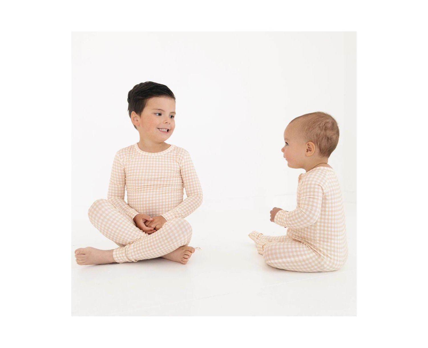 Baby Boys Sandstone Gingham Bamboo Sleeper
