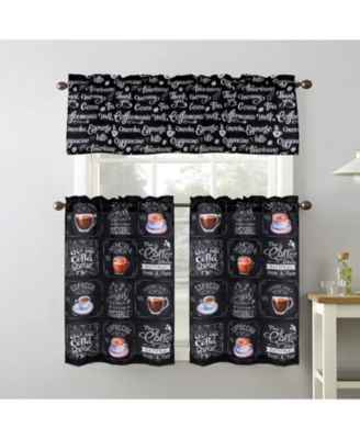 Polyester Cucina Coffee 3 Piece Kitchen Curtains Valance and Tiers Set 52" x 18" Muticolor