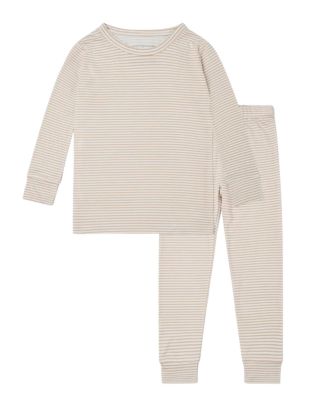 Toddler Boys Oatmeal Stripe Bamboo Pajama Set
