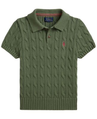 Boys' 2-7 Cable-Knit Polo Sweater