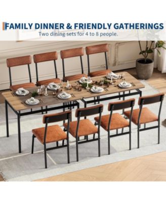 5-Piece Dining Table Set for 4, Wooden Kitchen Table, PU Upholstered Chairs, Industrial Frame, Home or Studio