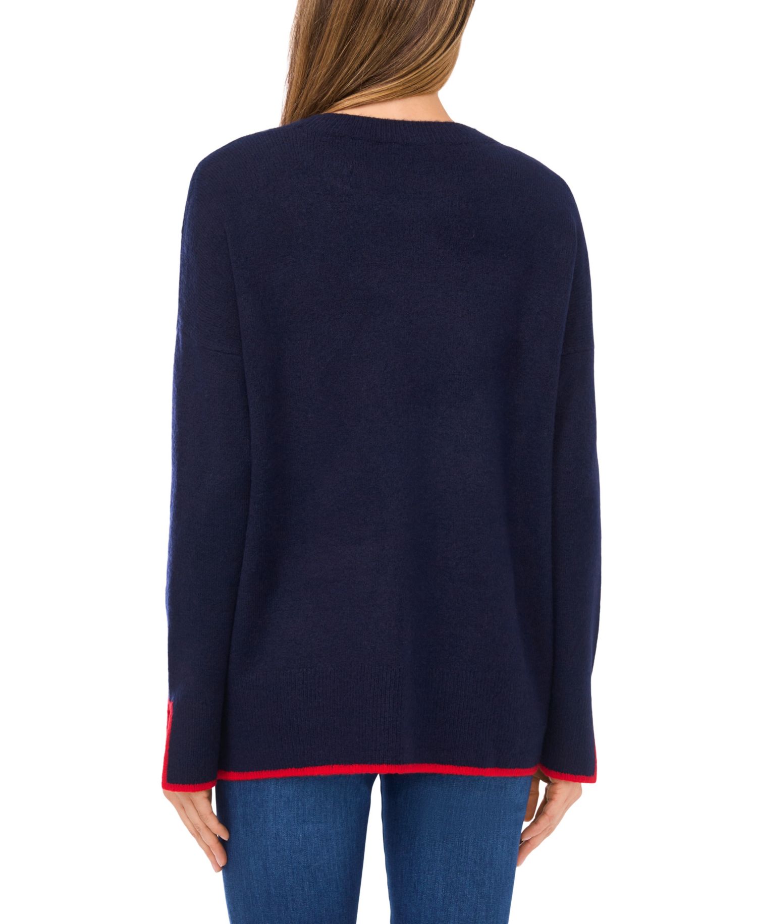 Women's Crewneck Heart Embroidered Sweater