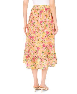Women's Floral High-Low Midi Skirt
