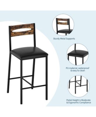 3-Piece Kitchen Table Set with Storage Shelves & 2 Upholstered Chairs, Space-Saving Iron & Wood Set for Apartments