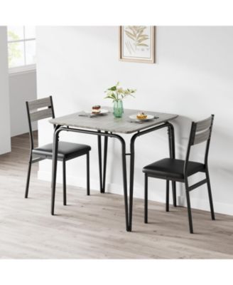 3-Piece Dining Table Set, Wooden Square Table and Chairs for 2, Breakfast Table for Home or Commercial Dining Room