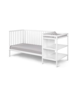 3 in 1 convertible crib and changer combo solid wood 3 position mattress support attached changing table storage for baby nursery