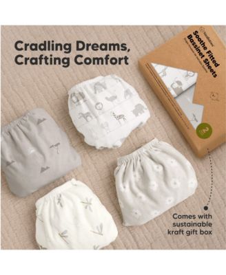 Bassinet Sheet for Baby Girls, Boys, 2-Pack Soothe Bassinet Fitted Sheets, Bedside Bassinet Mattress Sheet