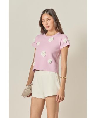 Women's 3D Flower Knit Top