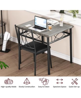 3-Piece Dining Table Set for 2, Kitchen Table with Upholstered Chairs, Space-Saving Square Table for Small Apartment