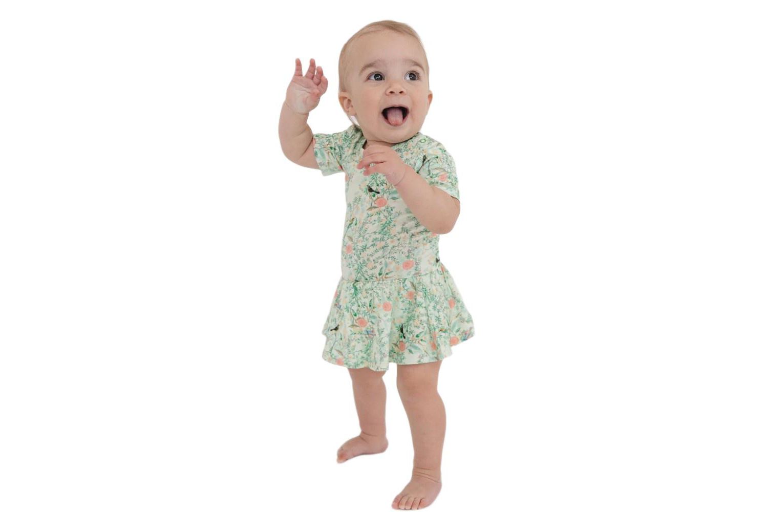 Baby Girls Sage Blossom Bamboo Twirl Dress with Bodysuit
