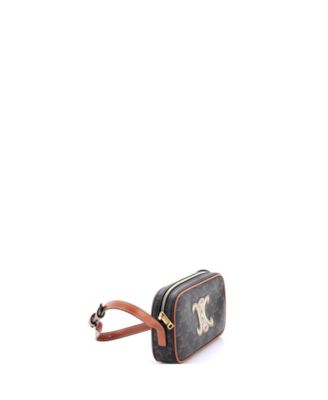 Small Cuir Triomphe Camera Shoulder Bag Triomphe Coated Canvas with Leather