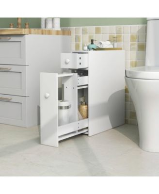 Bathroom Floor Cabinet Toilet Narrow Storage Organizer with Flip Top